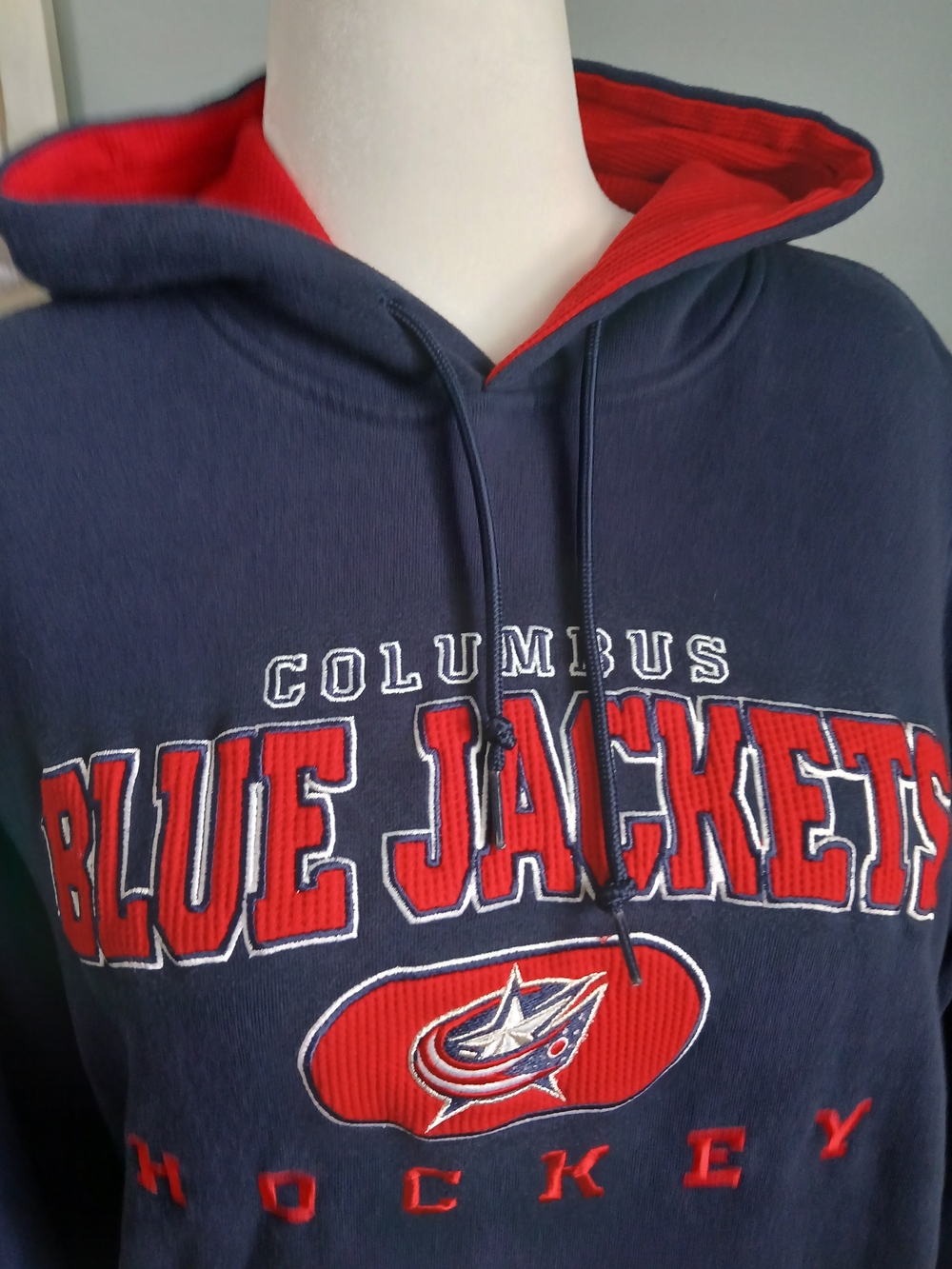 Columbus Blue Jackets Navy and Red Women's Pullover Hoodie
